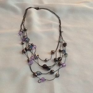 Five tier necklace in purple/bronze